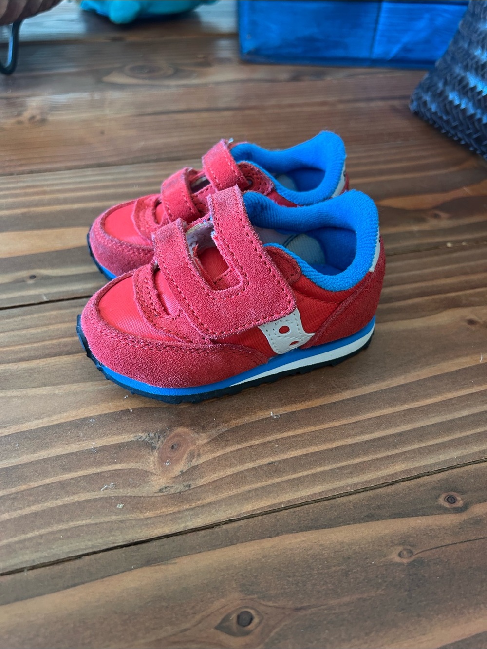 Saucony Kids Red and Blue Velcro Sneakers